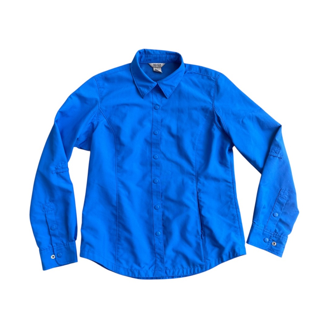💙 Duluth Trading Co. Women's Blue Collared Button-Up Work Shirt SZ Small